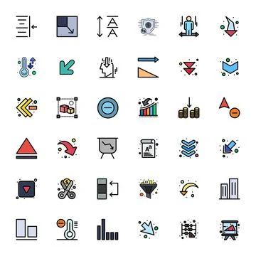 36 PIXEL Perfect 256x256 Vector Icons for Decrease in elegant Line Filled d.. Stock Illustration