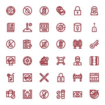 36 PIXEL Perfect Bold Line Vector Icons designed for Restricted Interface Illustration