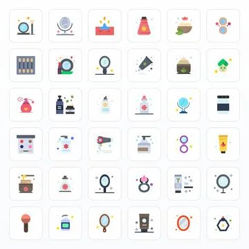36 PIXEL Perfect Flat Vector Icons designed for Cosmetic Interface Stock Illustration