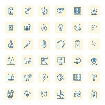 36 Regular Bold Outline Display Perfect Vector Icons tailored for Electrici.. Stock Illustration