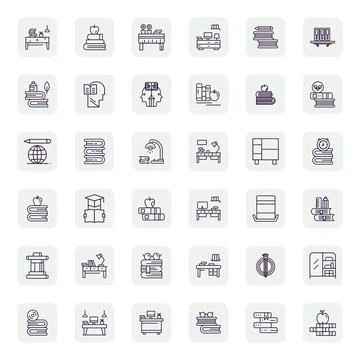 36 Regular Bold Outline PIXEL Perfect Designs for Books 128x128 Vector Icons Stock Illustration