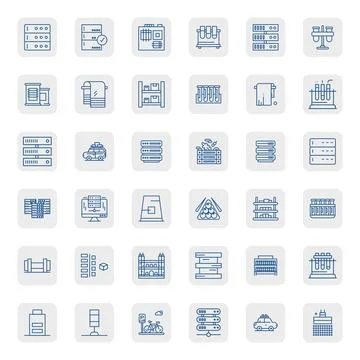 36 Regular Bold Outline Pixel Aligned Vector Icons tailored for Rack 64x64 .. Stock Illustration