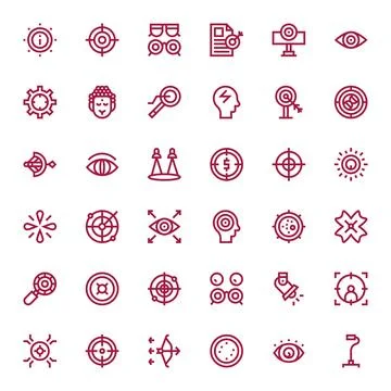 36 Retina Ready Editable Vector Icons for Focus in Bold Line Theme Illustrazione stock
