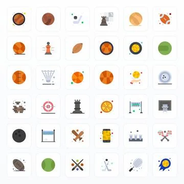 36 Retina Ready Flat Vector Icons for Gameplay with Editable precision Stock Illustration