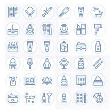 36 Retina Ready Vector Icons for Beauty with Pixel Aligned Bold Line clarity Stockillustratie