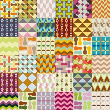 36 retro seamless patterns Stock Illustration