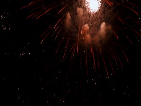 36 seconds of Colorfull Fireworks Sequence On Black Background with Audio Stock Footage 114919349