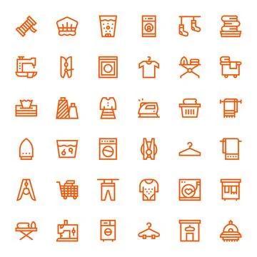 36 Vector Icons for Clothes featuring 128x128 PIXEL Perfect Bold Line Graphic Illustrazione stock