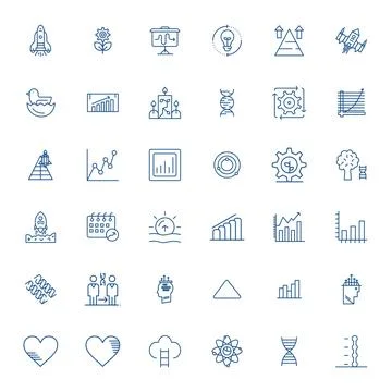 36 Vector Icons for Evolution optimized in Grid Fitted Retina Ready Bold Li.. Stock Illustration