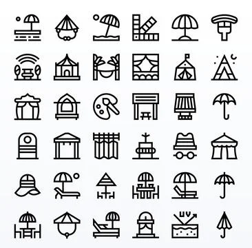 36 Vector Icons inspired by Shade in Grid Fitted 256x256 Bold Line quality Stock Illustration