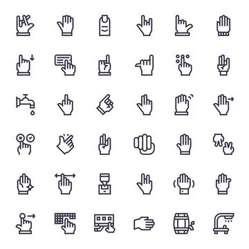 36 Vector Icons inspired by Tap in Pixel Aligned 256x256 Bold Line quality 스톡 일러스트