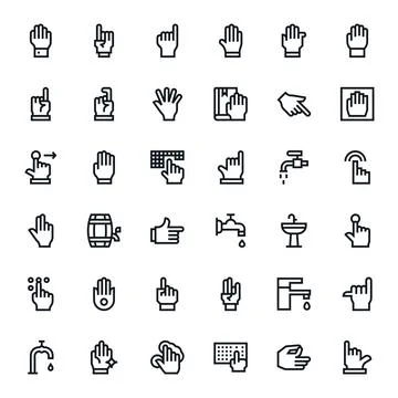 36 Vector Icons inspired by Tap in Display Perfect 256x256 Bold Line quality Stock Illustration