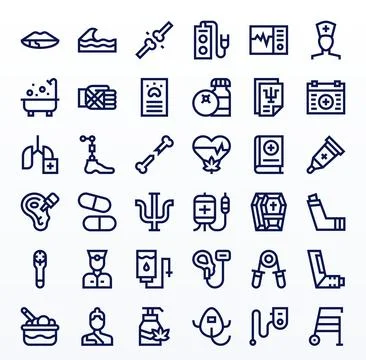 36 Vector Icons inspired by Therapy in PIXEL Perfect High Resolution Bold L.. Illustrazione stock