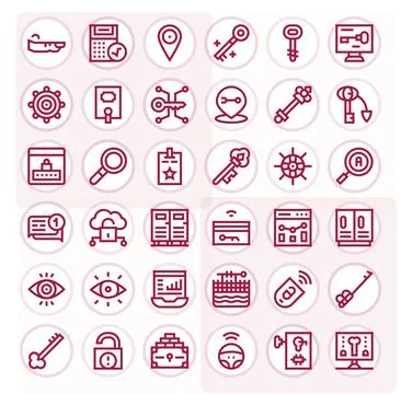 36 Vector Icons for Key optimized in Pixel Aligned Retina Ready Bold Line r.. Stock Illustration