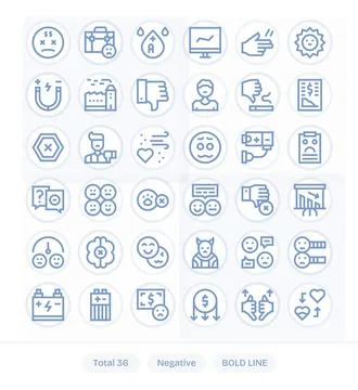 36 Vector Icons for Negative optimized in Pixel Aligned Retina Ready Bold L.. Stock Illustration