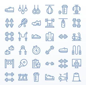 36 Vector Icons for Workout optimized in Pixel Optimized 64x64 Bold Line re.. Stockillustratie