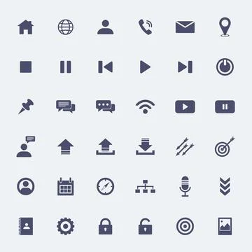 36 vector media icons set illustration Stockillustratie