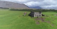 360 Aerial Of Abandoned Building In Field Stock Footage