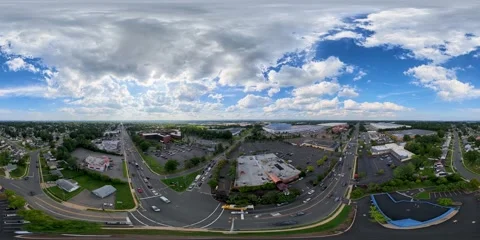 360 Aerial Flight Over Route 27 Commercial District in Edison New Jersey Vídeo Stock 343140086