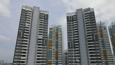 360 aerial view around Tiong Bahru flats, Singapore (by drone) Stock Footage 138513143