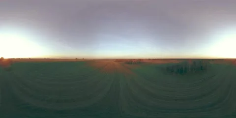 360 aerial view. Low flight above rural summer landscape with endless green Stock Footage 287293889