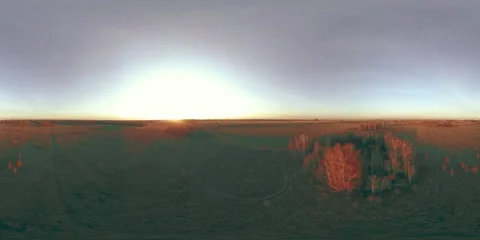 360 aerial view. Low flight above rural summer landscape with endless green Stock Footage 292765770