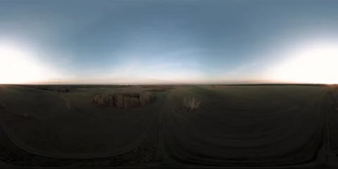 360 aerial view. Low flight above rural summer landscape with endless green Stock Footage 307574908