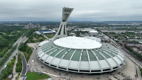 360 Aerial view olympic stadium Montreal 5of5 Stock Footage 221872263