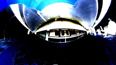 360 After effect -  Colosseum  Subway Station with train  - Solarized Stock Footage 90091007
