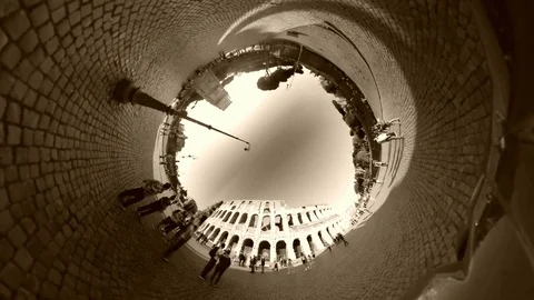 360 After Effects Vintage- Coliseum Square External view in a spring afternoon a Stock Footage 90091004