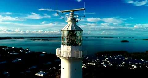 360 around beautiful lighthouse in Bermuda Stock Footage 219131487
