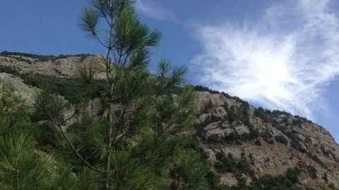 360 beautiful view of forest , mountains , sea and sky with clouds at cape Aya 2 Stock Footage 119307898