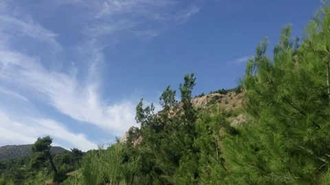 360 beautiful view of forest , mountains , sea and sky with clouds at cape Aya 4 Stock Footage 119308058