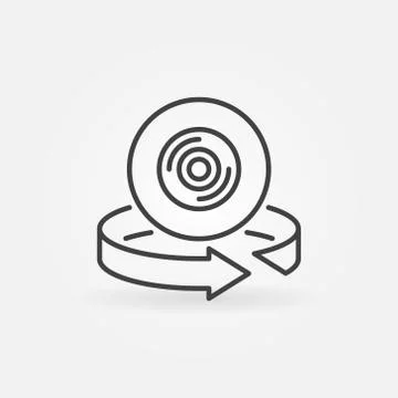 360 Camera with arrow vector concept icon in outline style Stock Illustration