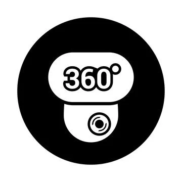 360, camera, degree, reality icon. Black vector graphics. Stock Illustration
