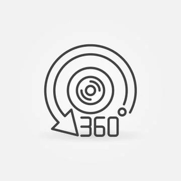 360 camera outline icon - vector 360-degree lens symbol Stock Illustration