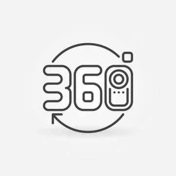360 camera vector icon in thin line style Stock Illustration