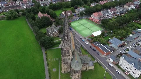 360 Circular rotation of St Georges Church, Cullercoats, Tyne and Wear 스톡 동영상 249762477