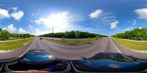360 city tour Florida Keys Overseas Highway vr 5.2k Stock Footage