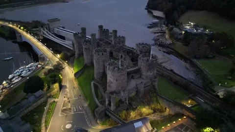 360 Conwy Castle Stock Footage 289835323