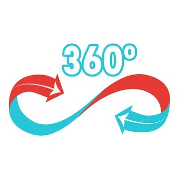 360 degree angle showing continuous process with arrows 스톡 일러스트