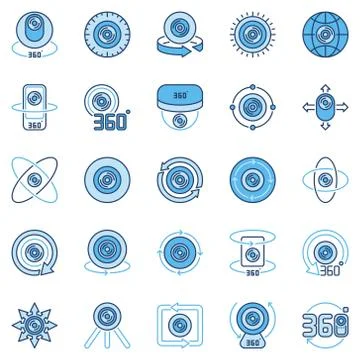 360 degree camera blue creative icons or design elements Stockillustratie