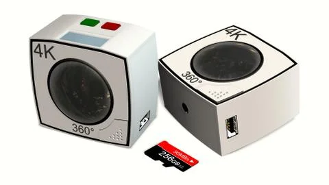 360 degree camera with two lenses isolated on white Stock Illustration