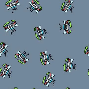 360 degree camera view auto tainment vector seamless pattern Stock Illustration