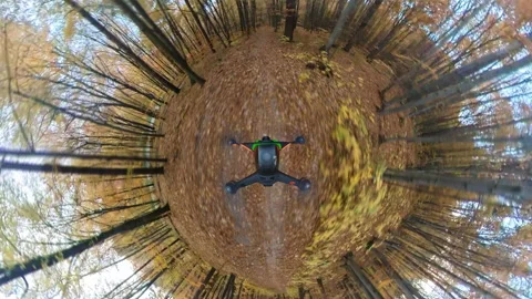 360 degree camera view. Professional modern black drone flight in cinematic Stock Footage 167919347