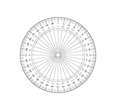 360 Degree Circle Protractor Graphic Stock-Illustration