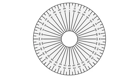 360 Degree Circular Protractor Diagram for Geometry, a full circle protractor Video stock 320282337