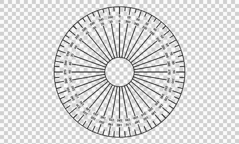 360 Degree Circular Protractor Diagram for Geometry, a full circle Stock Illustration