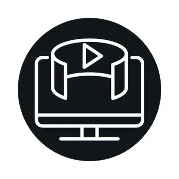 360 degree computer technology digital virtual block and line style icon design Stock-Illustration