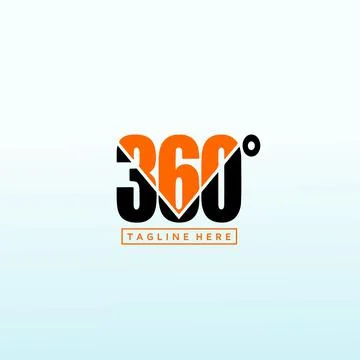 360 Degree Custom logo, 360 vector logo design template idea and inspiration. Stock Illustration